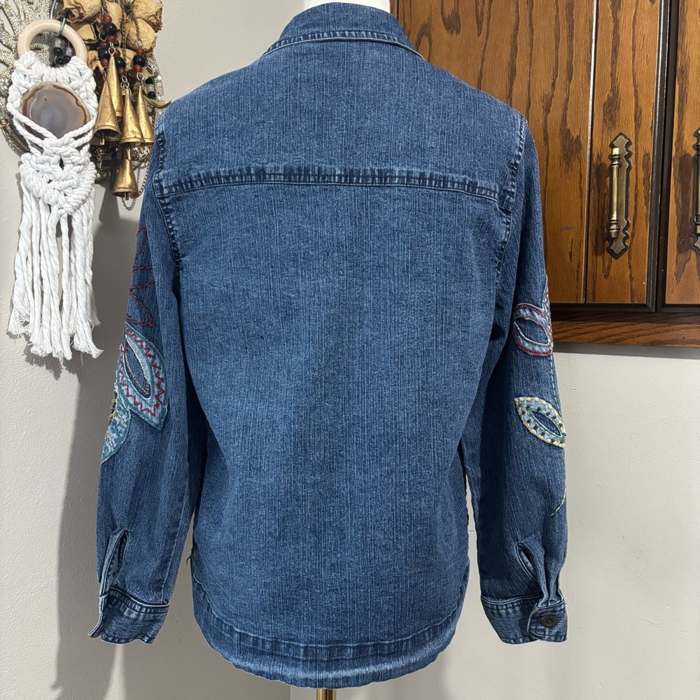 Alfred Dunner Vintage Floral Embroidered Jean Jacket Size 8 Petite Colorful - Picture 6 of 13
